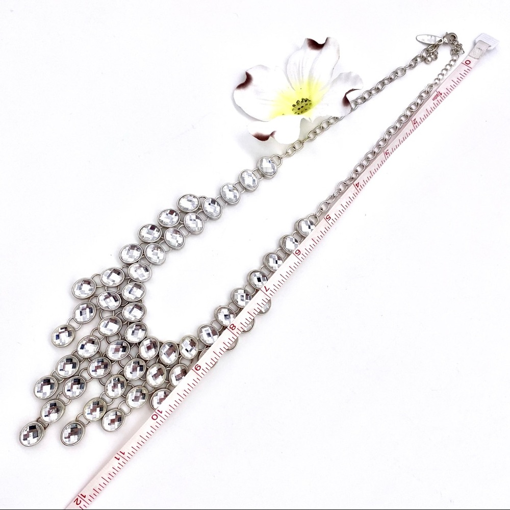 Euc Rhinestone Waterfall Bib Statement Necklace - image 7